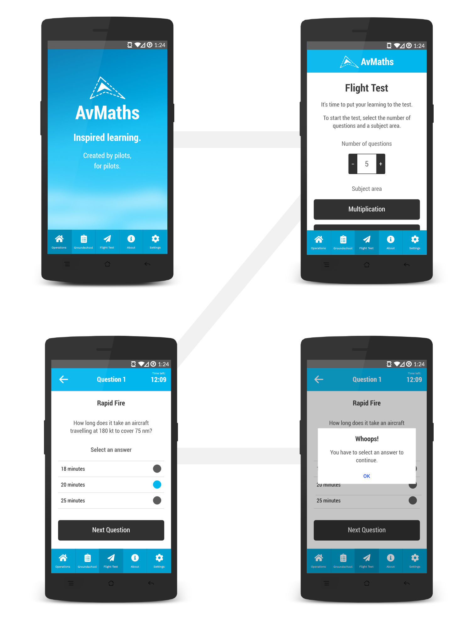 AvMaths smartphone mockups